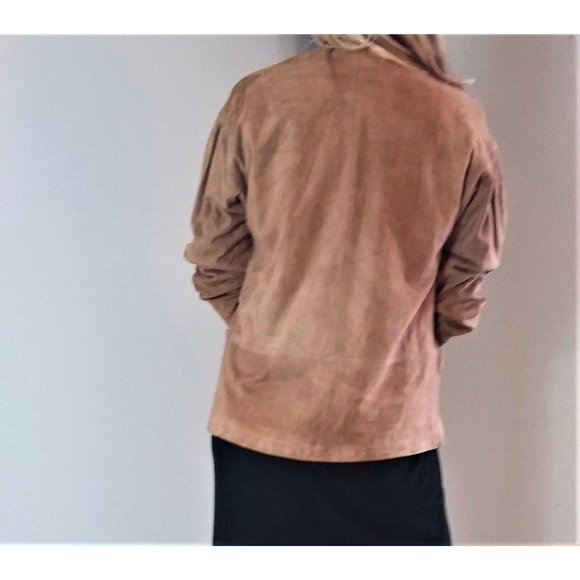 Vintage Brown Suede Blazer Womens Fully Lined - Picture 2 of 8